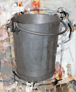 Look mum a bucket!, 60 x 50 cm, Collage/Acrylic on Canvas