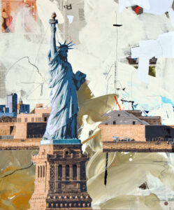 Schön war's (New York), 50 x 60 cm, Collage/Acrylic on Paper/Wood