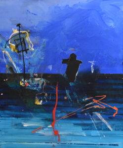 TOM: Nightsurfing, 60 x 50 cm, Acryl auf Papier/Holz